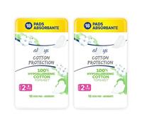 Hypoallergenic Cotton Sanitary Pads with Wings - Ultra Absorbent Size 2 Long - Bundle of 2 (18 Pads Each, 36 Total) - Soft and Comfortable Protection
