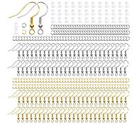 Hypoallergenic Earring Hooks,Thrilez 600Pcs Earring Making Kit with Hypoallergenic Earring Hooks,Jump Rings and Clear Rubber Earring Backs for DIY Jewelry Making Repair(Silver and Gold)