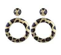 Hypoallergenic earrings Pu Leather Earrings Trend Exaggerated Large Round Leopard Print Silver Studs for Women