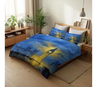 Hypoallergenic Elegant London Big Ben Duvet Cover Sets - Premium Brushed Microfiber Bedding Sets 120 × 150 cm - Cot-bed Size Printed Quilt Cover with Zipper Closure (Blue)