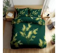 Hypoallergenic Elegant Willow Branches Hand-Drawn Chinese Style Duvet Cover Sets - Brushed Microfiber Bedding Sets 135 × 200 cm - Single Size Printed Quilt Cover with Zipper Closure (Dark Green)