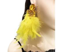 Hypoallergenic Feather Crystal Earrings Lightweight Alloy Long Drop Jewelry Ear Accessories Gift High Gloss Finish Feather Earrings, フリーサイズ