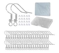 Hypoallergenic Fish Hooks Earrings - 120 PCS/60 Pairs White Gold Plated Ear Wires Fish Hooks for Jewelry Making, Jewelry Findings Parts with 120 PCS Rubber Earring Backs Stopper for DIY Earrings