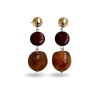 Hypoallergenic Flat Back Earrings in Gold-Tone with Tortoiseshell Acrylic Drops - Minimalist Statement Jewellery for Women, Birthday or Gift with Gift Box Included