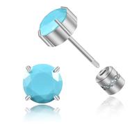 Hypoallergenic G23 Pure Titanium Earrings, 20G Implant Grade Pure Titanium Flatback 5A Cubic Zirconia Earrings Studs, Suitable for Women Men Sensitive Ears Jewelry Gift (5A Silver Green CZ, 3mm)