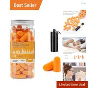 Soft Foam Ear Plugs with Aluminum Carry Case, 60 Pairs - 38db Noise Reduction Sponge Earplugs Noise Cancelling Ear Plugs for Sleeping, Travel, Concerts, Studying, Work, Loud Noise (Orange)