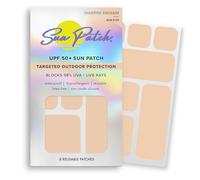 Hypoallergenic Sun-Screen Square Shaped Patches, 100% Silicone UPF-50 UV Protection, Reusable, 1 Pack/8 Squares, Sunkiss (Nude)