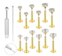 Hypoallergenic Surgical Stainless Steel Internal Thread Tragus Labret Cartilage CZ Stud Piercing Jewelry Helix Cartilage Conch Nose Lip Labret Medusa Piercingenic Be Equipped With Piercing Ball