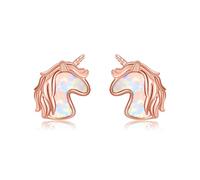 Hypoallergenic Unicorn Stud Earrings Sterling Silver Opal Unicorn Earrings for Daughter Lovely Unicorn Jewelry Gifts for Daughter Birthday Party
