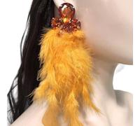 Hypoallergenically Feathered Crystal Earrings Lightweight Alloy Long Drop Jewelry Ear Accessories For Women Gift Long Feather Earrings