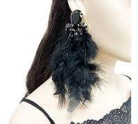 Hypoallergenically Feathered Crystal Earrings Lightweight Alloy Long Drop Jewelry Ear Accessories For Women Gift Long Feather Earrings