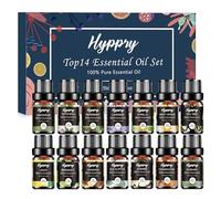 Hyppry 14 x 5 ML Essential Oils for Diffuser for Home, Natural Aromatherapy Oils for Candle & Soap Making, Massage - Lavender, Tea Tree, Eucalyptus, Cinnamon, Jasmine, Lemon & More