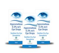 Hypre Mellose Eye Drops 0.3% - 10ml Dry Eyes Relief | 3 Pack