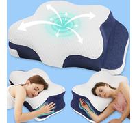 Hypuno Memory Foam Cervical Support Pillow for Neck and Shoulder Pain - Ergonomic Neck Pillow for Sleeping with Armrest, Adjustable Orthopedic Pillow for Side & Back Sleepers, 100-Night Trial