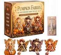 HYPYXUS Fairy Patchwork DIY Collection, Fun Handmade Flower Fairies Patchwork Sewing Kit, Make 4pcs Winged Elf Cloth Doll for Beginner, Gift for Craft Lovers & Home Decor Classroom Activity (B2)