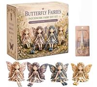 HYPYXUS Fairy Patchwork DIY Collection, Fun Handmade Flower Fairies Patchwork Sewing Kit, Make 4pcs Winged Elf Cloth Doll for Beginner, Gift for Craft Lovers & Home Decor Classroom Activity (B3)