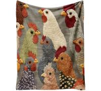 HYPYXUS Fun Chicken Head Pattern Plush Blanket, Colorful Farmhouse Soft Flannel Throw, Lightweight Cozy Cute Rooster Printed Flannel Blanket Warm Fuzzy Fleece for Home Bedding Sofa (59 * 79in)