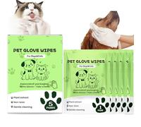 HYPYXUS Gentle Pet Cleaning No-Rinse Gloves, Extra Thick Pet Glove Wipes for Dogs and Cats, Deodorizing Bathing Grooming Wipes for Paws, Eyes, Ears, Butt, Nourishing Fur for Home Travel (5Pcs)