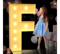 HYQFSAD 4ft Marquee Letter Lights Large LED Light up Letters for Party Decoration, Pre-Cut Thick Foam Board Mosaic Letter Kit with Light Bulbs for Wedding Party Home Bar Decor (Color : Letter F)