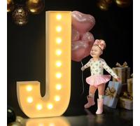 HYQFSAD 4ft Marquee Letter Lights Large LED Light up Letters for Party Decoration, Pre-Cut Thick Foam Board Mosaic Letter Kit with Light Bulbs for Wedding Party Home Bar Decor (Color : Letter J)