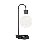HYQFSAD Floating Moon Lamp, 3D Touch Magnetic Levitation Planetary Light with Wireless Phone Charger, Cool White Light Levitating Moon Lamp, Home Office Decor Boys Kids Girls Gifts (Color : Black)