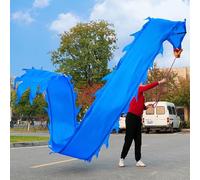 HYQING Dragon Poi DIY-able Solid Color Dance Dragon Ribbon, Sports Practice Dragon Poi Flinging Streamer for Juggling, Real-like Dragon Stage Prop with Storage Bag(Blue,6 m (20 ft))