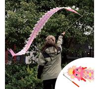 HYQING Dragon Poi Dragon Dance Ribbon for Kids & Adults, Outdoor Fitness Dragon Streamer Telescopic Pole and Travel Bag, 7.8 ft Long Dragon Spinning Ribbons(Pink)