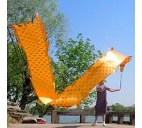 HYQING Dragon Poi Fitness Dragon Dance Ribbon, Golden Scale Throw Streamer Set with Dragon Head & Swing Rope, Outdoor Sports Juggling Dragon Flinging Ribbon(Yellow,6 m (20 ft))