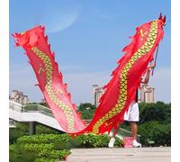 HYQING Dragon Poi Fitness Dragon Streamer with Steel Head, Lightweight Dragon Design Flinging Ribbon, Dance/Juggling Stage Prop Set for Youth, Adults & Seniors(Red,10 m (33 ft))