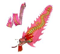 HYQING Dragon Poi Outdoor Exercise Dance Dragon Ribbon, Washable Dragon Design Spinning Streamer, Adults/Seniors Art Dance Flag with Real-Like Dragon Head(Pink,8 m (26 ft))