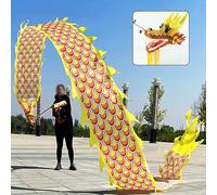 HYQING Dragon Poi Outdoor Fitness Dragon Poi Spinning Ribbons, Gymnastics Training Dragon Flinging Ribbon, Juggling Dragon Streamer with Real-Like Dragon Head(Yellow,8 m (26 ft))