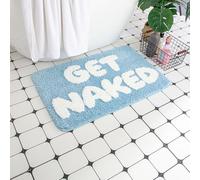 HYQING Floor Carpet Funny Get Naked Bath Mats for Bathroom Fluffy Bathroom Mats Non Slip Water Absorbent Bathtub Mats Soft White Letters Shower Room Outside Mats Machine Washable(Blue)