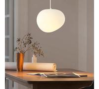 HYQJUNE Modern LED Pendant Light Pebble Shade 3-Colour Dimmable Hanging Lamp PVC Lampshade 150cm Adjustable Cord for Kitchen Island Bedroom Dining Room Living Room Ceiling(31cm)
