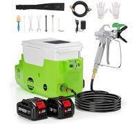 HYQNG Airless Paint Sprayer, 500W High Pressure Cordless Paint Sprayer with Max PSI 3000 Brushless Motor, HVLP Paint Sprayer Wall Spray Gun, 2 x 4000mAh, 1.7L Capacity, 6 Gear Speed, 1.5m Hose