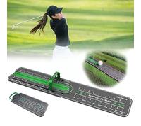 HYQNG Golf Practice Putting Trainer, Green ABS Plastic Rollable Mat, 40cm x 10cm (15.7in x 3.9in), Improve Accuracy & Distance Control, Portable Putting Practice Aid