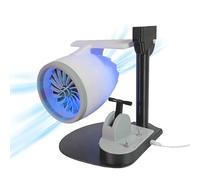 HYQNG Turbo Desk Fan, Creative USB Desk Fan, Portable Turbo Jet Fan with Humidifying Spray and Light Tail Flame, Adjustable Speed Push Rod Cooling Fan Desktop Fan for Home, Office blue