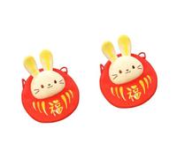 HYQOUKLR 2pcs Rabbit Wallet Feng Shui Mascot Doll Rabbiy Year Mascot Doll Cards Storage Bag Money Packets Rabbit Head Coin Wallet Spring Festival Money Bag Soft Toy
