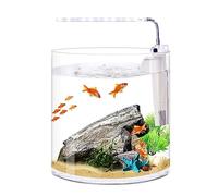 HYQOUKLR Aquarium Fish Tank Ecological Straight Desktop Small Cute Transparent Glass Round Aquarium Home Living Room Office Filter LED Light Fish Tank Fish Bowl(XS)