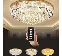 HYQOUKLR Ceiling lamp, Retro Pendant Light, Crystal Flush Mount LED Ceiling Light Dimmable Adjustable CCT with Remote 23x15.7 inches