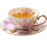 HYQOUKLR China Cup and Saucer,Coffee Cup Teacup, Bone China Coffee Cup,7.5oz/220ml,Milk Cup and Saucer