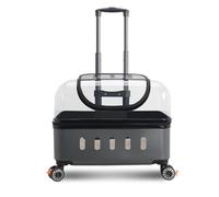 HYQOUKLR pet Luggage, Large Capacity Pet Trolley Case, Transparent Pet Carrier Backpack, Outdoor Cat Crate, Cat Kennel Trolley Case Portable(Grey)