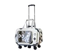 HYQOUKLR pet Luggage, Lightproof Pet Cat Carrier with Wheels, Removable Rolling Pet Carrier with Telescopic Handle