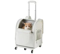 HYQOUKLR pet Luggage, Pet Carrier with Wheels, Rolling Pet Carrier, Pet Travel Carrier with Telescopic Handle and Detachable Rod Platform, Foldable for Traveling Outdoor(Gray A)