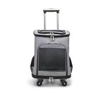 HYQOUKLR pet Luggage, Pet Trolley Backpack, Pet Carrier on Wheels, Rolling Pet Carrier with Telescopic Handle and Shoulder Strap, Large Capacity Pet Backpack(Gray A)