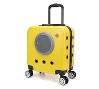 HYQOUKLR pet Luggage, Pet Trolley Case, Large Capacity Breathable Cat Bag with Universal Wheels and Combination Lock, Portable Pet Luggage, Breathable and Comfortable(Yellow A)
