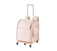 HYQOUKLR pet Luggage, Pet Trolley Case, Multi-function Pet Bag on Wheels, Foldable Trolley Case, Cat Bag, Pet Outing Bag for Traveling Outdoor(Roze)