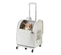 HYQOUKLR pet Luggage, Pet Trolley Case, Multi-function Pet Bag on Wheels, Foldable Trolley Case, Cat Bag, Pet Outing Bag for Traveling Outdoor(Bianco)