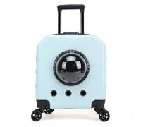 HYQOUKLR pet Luggage, Pet Trolley Case, Pet Outing Backpack, Outdoor Pet Trolley Case, Dual-Purpose Trolley + Double Shoulders, Trolley Can Be Adjusted(Light Blue)