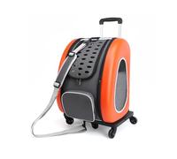 HYQOUKLR pet Luggage, Wheeled Pet Trolley with Pocket, Pet Trolley Backpack, Portable Carrying Bag, Pet Carrier Backpack for Outdoor Hiking for Traveling Outdoor(Orange A)