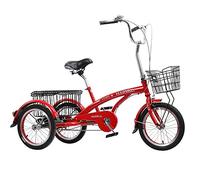 HYQOUKLR three wheeled bicycle, 3 Wheel Adult Tricycle With Shopping Basket In Blue And Red(Red)